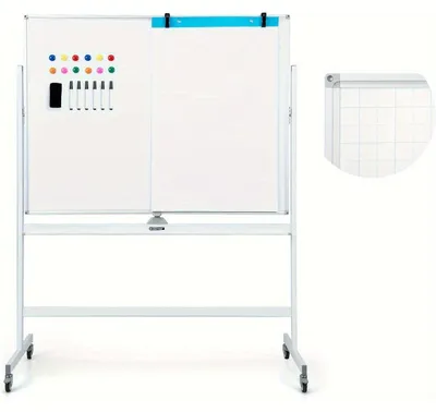 Produktbild von Whiteboard - Schulwandtafel - Schreibtafel - Magnetische Tafel - Trockenradierbar - Doppelseitige Schreibfläche