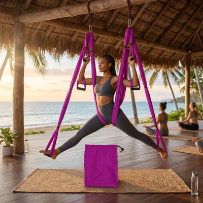 Imagen del producto de Columpio para Yoga aéreo, hamaca de yoga ultrarresistente, que incluye correas de extensión, ideal para ejercicios de fitness en interiores y exteriores