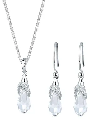 Produktbild von Elli Schmuckset Damen Tropfen mit weißen Kristallen in 925 Sterling Silber