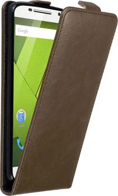Produktbild von Cadorabo Hülle für Motorola MOTO X PLAY Schutz Hülle in Braun Flip Etui Handyhülle Case Cover