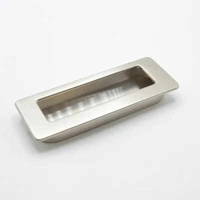 Image de Poignée cuvette rectangulaire de meuble en zamac 113x42 mm NICKELÉ BROSSÉLot de 4