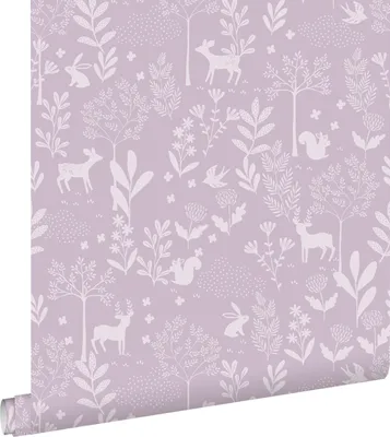 Zdjęcie produktu dla ESTAhome Tapeta las ze zwierzętami leśnymi fioletowym 53 cm x 10.05 m