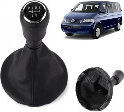 Produktbild von Gałka zmiany biegów + torba zmiany biegów + ramka 5 biegów skórzana Do VW Transporter T5 T5.1 Bus