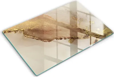 Produktbild von Abdeckung Glas - Küchenabdeckung - 80x52 cm - Abdeckplatte -Goldabstraktion