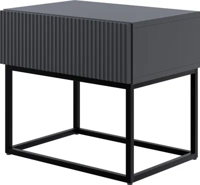 Produktbild von Selsey Veldio - Nachttisch mit Schublade, schwarz mit Metallgestell, 50 cm