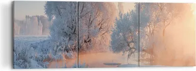 Produktbild von Bild auf Leinwand - Leinwandbild - Winter Schnee Fluss - 120x40cm - Wand Bild - Wanddeko - Leinwanddruck - Bilder - Kunstdruck - Wanddekoration - Leinwand bilder - Wandkunst - CA120x40-4108