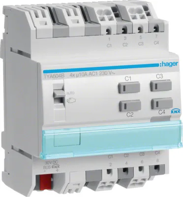 Produktbild von HAGER TYA604B Schalt-/Jalousieausgang KNX 4fach 10A