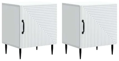 Image de vidaXL Tables de chevet, lot de 2, blanches, 43 x 34,5 x 50 cm, en panneaux de particules