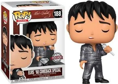Zdjęcie produktu dla Funko POP Elvis Presley 188 Elvis '68 Comeback Special diamond Special Edition Limitowana Brokatowa Figurka Kolekcjonerska