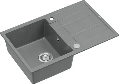 Produktbild von QUADRON Spülbecken 1-Becken Spüle | Größe: 78 x 50 x 22 cm | MORGAN 111 | Küchenspüle Granitspüle aus GraniteQ mit Siphon | Grau & Stahl