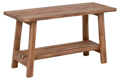 Produktbild von Massivholz Bank mit Ablage GENIUS 90cm Antik-Natural Schuhregal