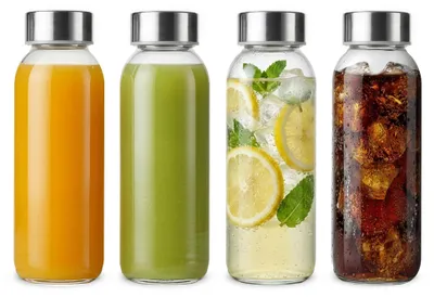 Immagine prodotto di Set di 4 bottiglie di vetro vuote con tappo, capacità 300 ml