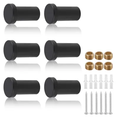 Produktbild von Handtuchhaken Edelstahl Schwarz Matt 6 Stück Wandmontage Bohren Garderobenhaken Küche Bad