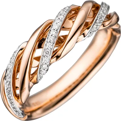 Produktbild von JOBO Damen Ring gedreht 585 Gold Rotgold bicolor 36 Diamanten Brillanten Goldring Größe 58