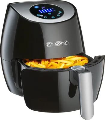 Produktbild von MONZANA® Heißluftfritteuse Digitales LED Touch Display 3,6L Ohne Öl Fett 6 Programme Antihaftbeschichteter Frittierkorb Fritteuse Heißluftofen Schwarz