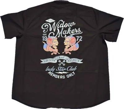Produktbild von Übergrößen Kurzarm-Herrenhemd KAMRO Schwarz Rückenprint 7XL