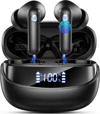 Produktbild von Bluetooth 5.4 HiFi Stereo Kopfhörer, mit 4 ENC Noise Cancelling Mics, LED-Anzeige, 50 Std Spielzeit, IP7 Wasserdicht Sportkopfhörer