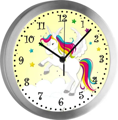Produktbild von Funkuhr, Kinder Wanduhr, Kinderuhr, Kinderzimmer Pegasus gelb