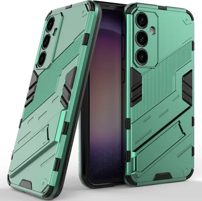 Produktbild von Armor Hülle für Samsung Galaxy S23 FE, Hybrid PC TPU Bumper Stoßfestes Schutzhülle mit Standfunktion Grün