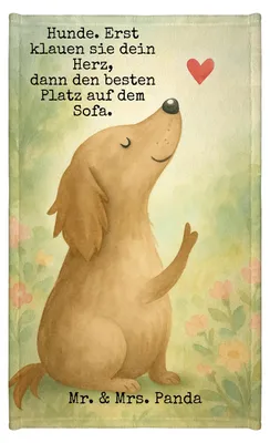 Produktbild von Mr. & Mrs. Panda Handtuch Hund Liebe Design - Weiß - Geschenk, Frotteetuch, Kleines, Hunde, gäste wc, Klein, Herz, Sprüche
