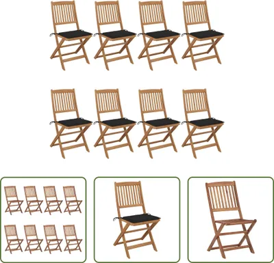 Produktbild von The Living Store Klappbare Gartenstühle 8 Stk. mit Kissen Massivholz Akazie