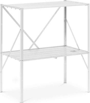 Uniprodo stolek na rostliny s policí - hliník - 87 x 52 x 100 cm