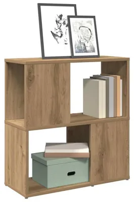Image de Étagère bibliothèque, 2 niveaux, autoportante, couleur naturelle, 60 x 24 x 63 cm