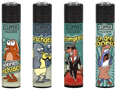 Produktbild von Clipper Feuerzeug 4er Set Frechlachs