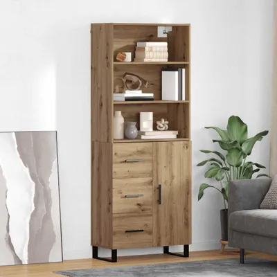 Image de vidaXL Meuble haut, 2 pièces, chêne artisanal, 69,5 x 34 x 180 cm