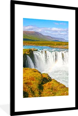 Produktbild von MuchoWow® Gerahmtes Poster Wasserfall - Wasser - Natur 60x90 cm - Poster mit Schwarzem Bilderrahmen Wandposter Rahmen Foto Bilder - Dekoration - Wandposter Wohnzimmer - Hochwertig