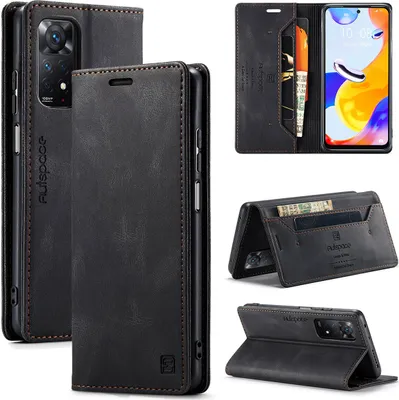 Immagine prodotto di Redmi Note 11 Pro Custodia a portafoglio Cover, RetroPoliuretanoCustodia in pelle Stand Cover Protettiva per Xiaomi Redmi Note 11 Pro 5G/4G Nero