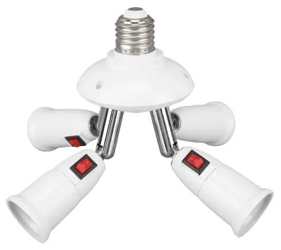 Lampen-Splitter 4-fach, E26/E27, 360° drehbar, 180° biegbar