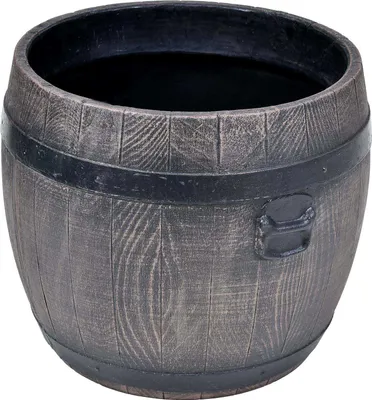 Produktbild von YERD Blumen Kübel Fass "Barrel" Pflanz Gefäß Topf Barrik Rund Braun Gr.M 34x35cm