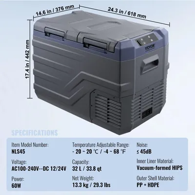 Produktbild von Tragbarer Autokühlschrank, 40 Liter, Dual-Zone, 12V/24V/230V, Kompressorkühler, Kühlbox für Outdoor-Aktivitäten und Camping