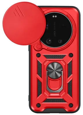 Image de Mayaxess, coque pour Xiaomi 17 Ultra avec cache-caméra coulissant et anneau magnétique, rouge