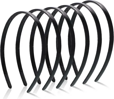 Productafbeelding van Set van 6 Plastic Haarbanden 8 mm Zwart