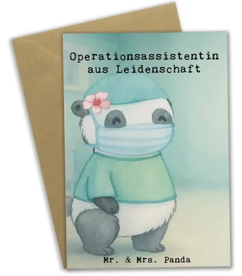Produktbild von Mr. & Mrs. Panda Grußkarte Operationsassistentin Leidenschaft Design - Weiß - Geschenk, Lustig, Witzig, babykarte, osterkarten, hochzeitskarten, Grußkarten, OTA, Spruch