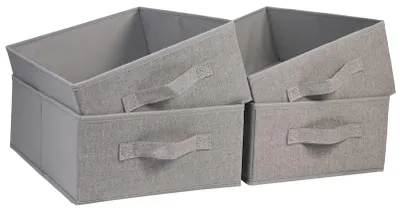 4er-Set Stoffen Opbergboxen, 39x29x14 cm, Grau, faltbar