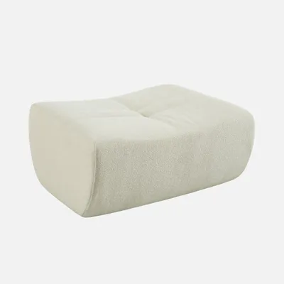 Produktbild von sweeek - Hocker, Fußhocker mit strukturiertem Bouclé-Bezug für Sessel und Sofas - Weiß