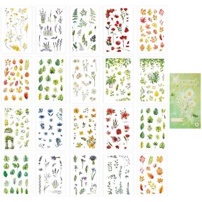20 Blatt Blumen-Sticker, 18 x 10 cm, Scrapbook
