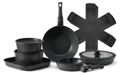Obrázok produktu pre 17-dielna sada hrncov a panvíc Granite Nonstick Kitchen Cookware Black