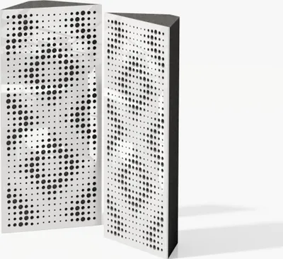 Obrázek produktu pro balení 2 kusů - Úzký akustický rohový basový lapač | Velikost: 23 x 50 cm | Barva: (bílý lesklý plast, REBAT)