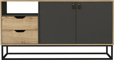 Produktbild von Sideboard Dolores mit 2 Türen und 2 Schubladen in Anthrazit und Holzoptik, 6856