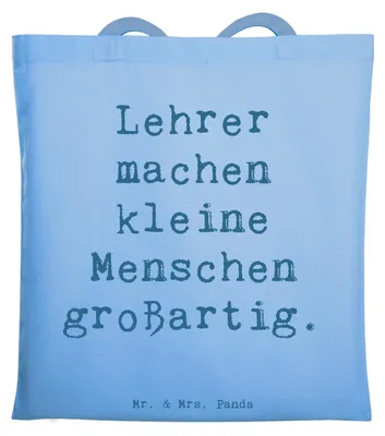 Produktbild von Mr. & Mrs. Panda Tote Bag Spruch Lehrer Großartig - Sky Blue - Geschenk, Aufmerksamkeit, Baumwolltasche, Tragetasche, Shopping Tasche, Bedanken, Jutetasche, Inspiration
