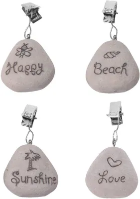 Immagine prodotto di Ibenzoa® Set di 4 pesi per tovaglia – elementi decorativi per tovaglia con robuste clip in metallo, resistenti alle intemperie, dimensioni 6 x 5 x 3 cm, ideali per giardino, terrazza e picnic