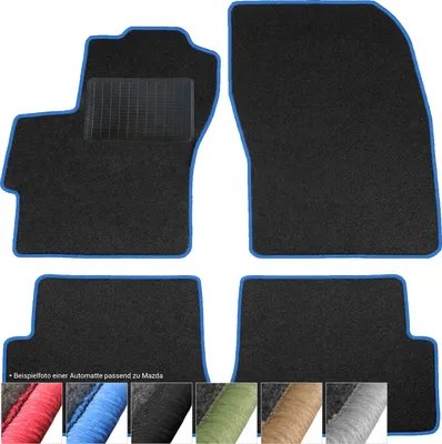 Immagine prodotto di Tappetini auto velours tappetini auto neri set 4 pezzi adatto per Mazda CX-3 dal 2015 (blu - cuciture decorative)