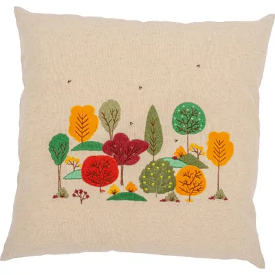 Produktbild von Kissen Vervaco "Herbstwald", 40x40 cm, Nähset für Satinstick