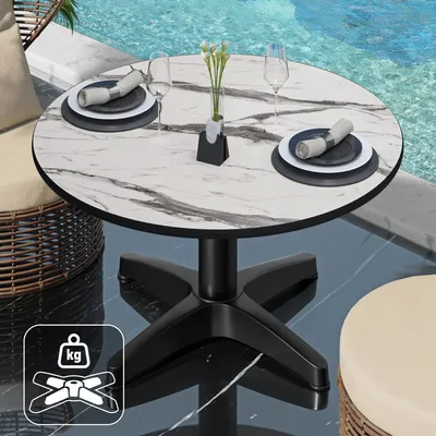 Produktbild von CPBL | Compact Loungetisch | Ø:H 60 x 42 cm | Weiß-Marmor / Aluminium Schwarz | Zusatzgewicht | Bistro Loungetisch Gastro Tisch