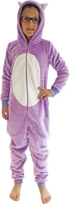 Produktbild von Kinder Karnevalskostüm Uni Jumpsuit Overall Onesie Schlafanzug in tollen Tier Motiven ; Katze , 128