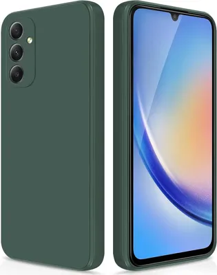 Produktbild von Silikon Hülle für Samsung Galaxy A34 Flüssigsilikon Dünn Gel Gummi Matt Kratzfeste Schutzhülle Nachtgrün